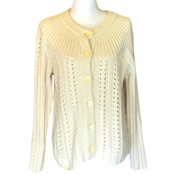 J.Jill Cream angora blend sweater, cream, large petite, minimalist, classic - Picture 1 of 6